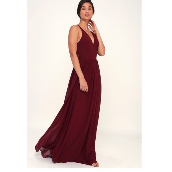 Lulus love spell lace‎ back maxi dress size XL maroon party wedding bridesmaids - Picture 14 of 17